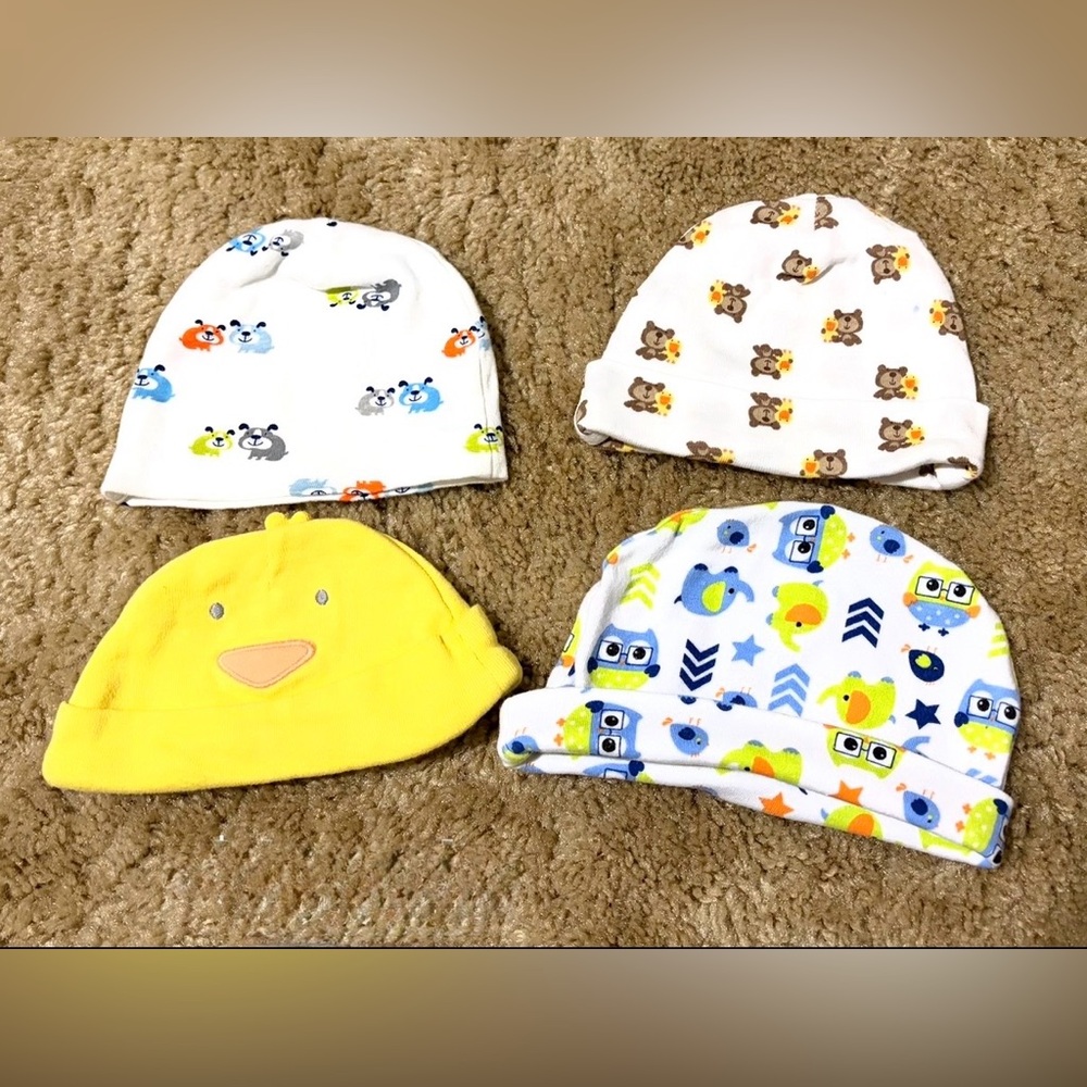 Set of 4 Animal Design Newborn Hats
